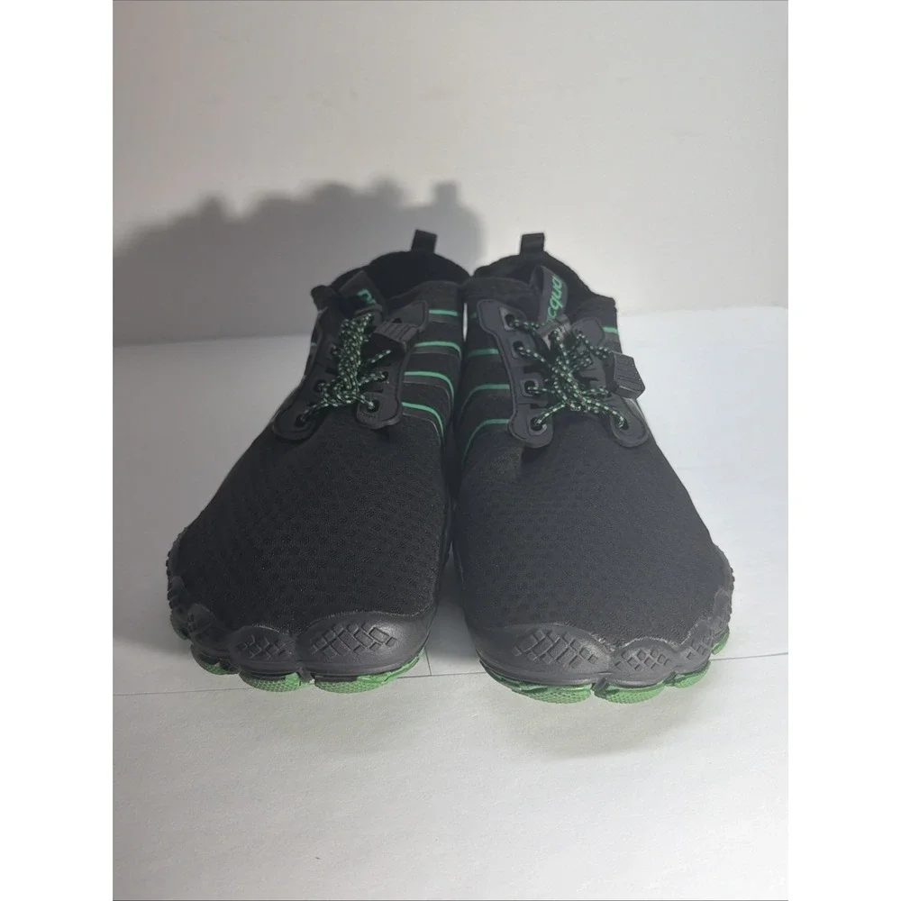 Racqua Mens 9 Black Green Lightweight Quick Dry Breathable Lace Up Water Swim‎